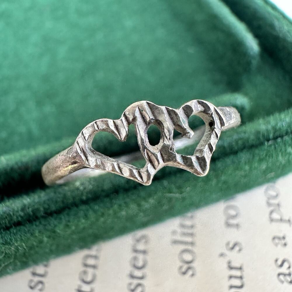Sterling Silver Heart Ring Brutalist Style 925 Minimalist Sweetheart Size 5.5